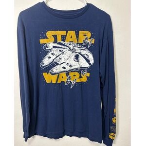 Star Wars Mens Long Sleeve T Shirt Millennium Falcon Graphic‎ Navy Blue Size M